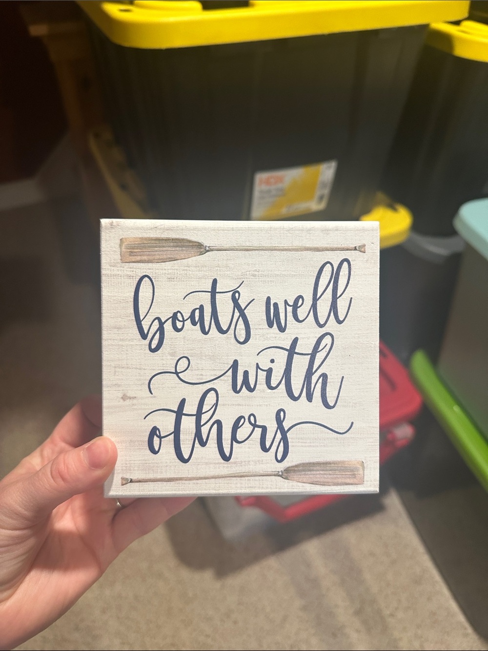 Boats Well With Others Navy Wall Plaque -